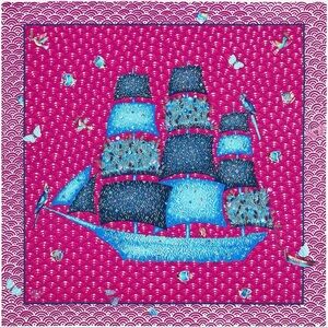 Hermes Carre 90 Silk Scarf | Bateau Fleuri | Violet Fuchsia Turquoise | NWT Box